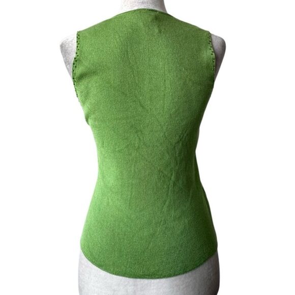 BCBGMaxAzria Green Tank Top Beaded SZ M - Picture 2 of 10